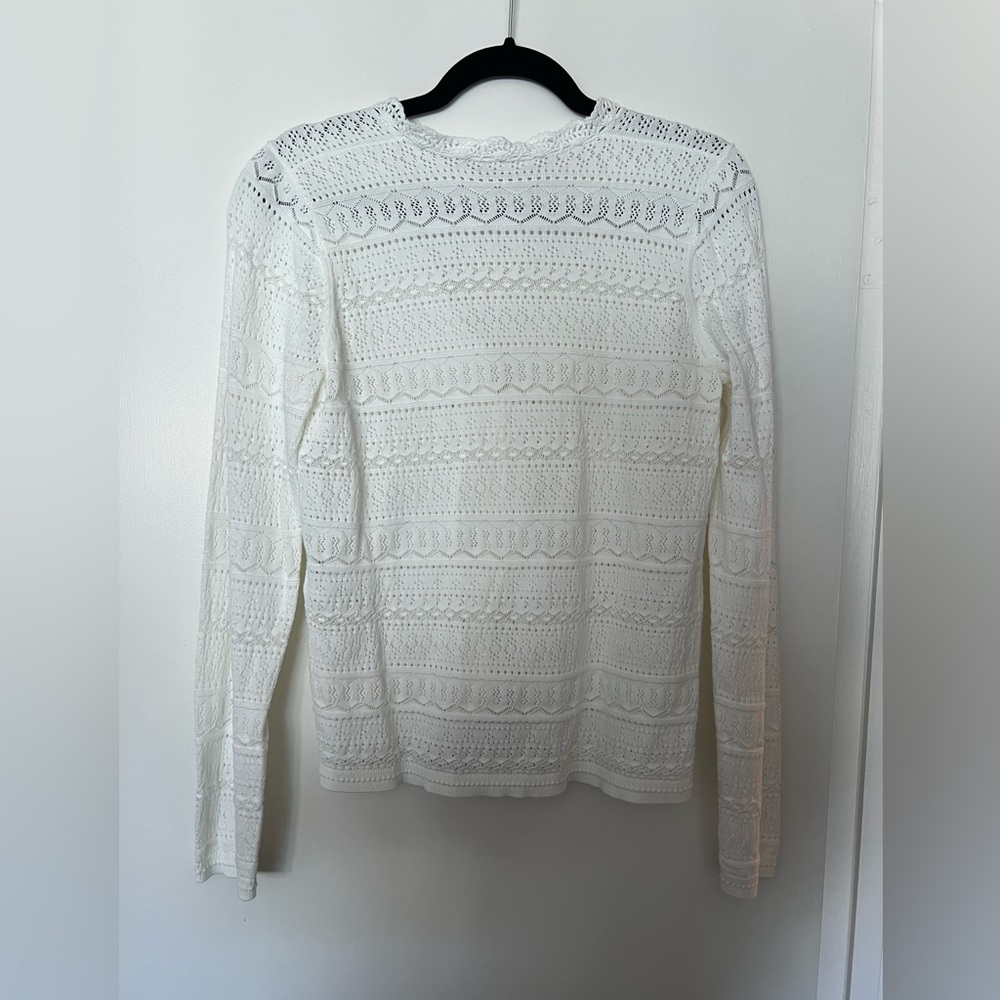 Sezane White Crochet Button-Front Women’s Cardigan - Picture 2 of 6